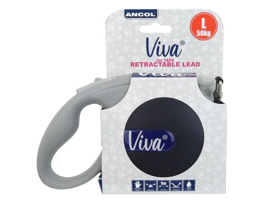 VIVA RETRACT 5M TAPE LEAD LGE BLACK 50KG