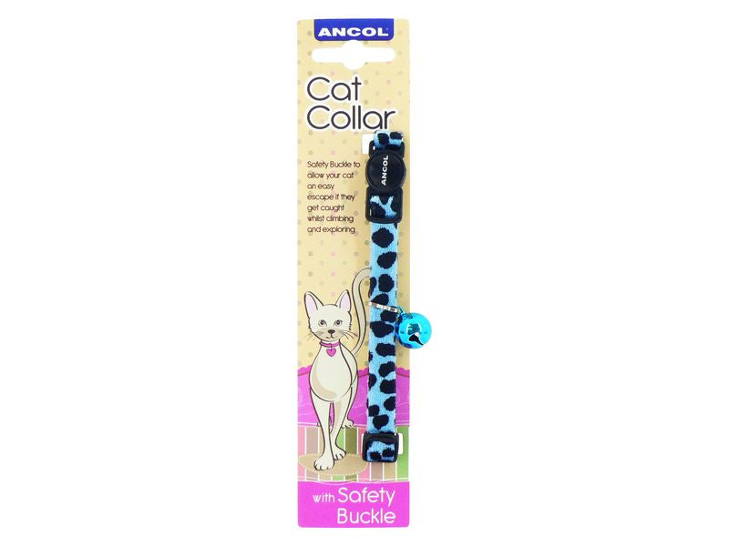 VELVET LEOPARD PRINT CATCOLLAR TURQUOISE