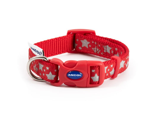 Stars Reflective Adjustable Collar Red S1-2