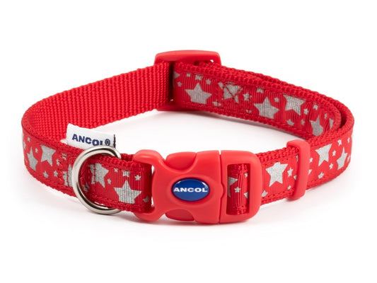 Stars Reflective Adjustable Collar Red S2-5