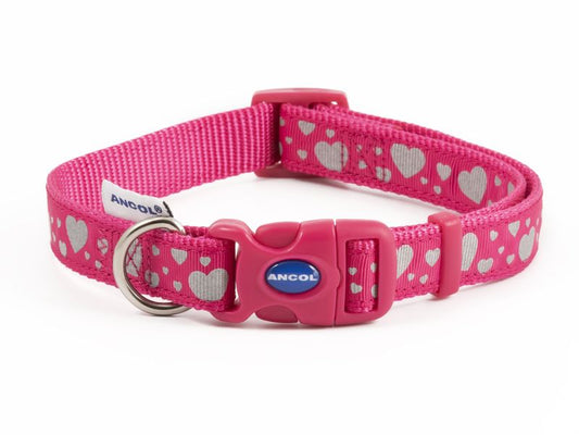 Pink Reflective Hearts Dot Adjustable Collar S2-5