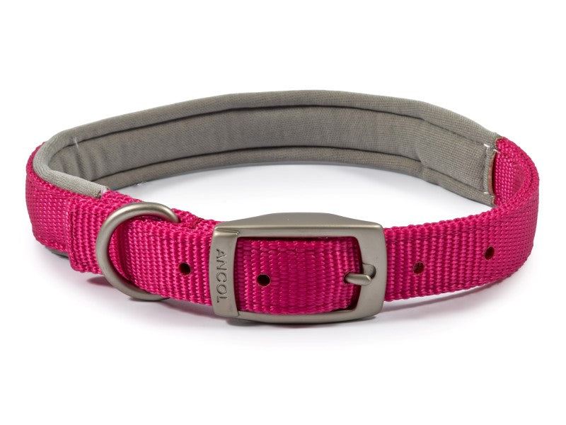 VIVA PADDED NYLON COLLAR RASPBERRY20" S5