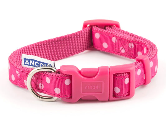Raspberry & Pink Polka Dot Adjustable Collar S1-2