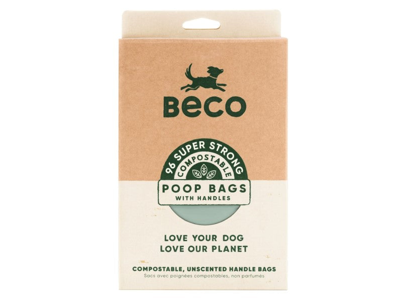 BECO COMPOSTABLE POOP BAGS W/HANDLE 96