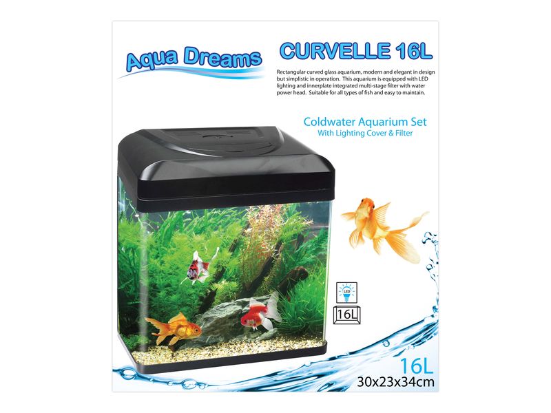 Aquadreams Curvelle Coldwater 16L Aquarium Black