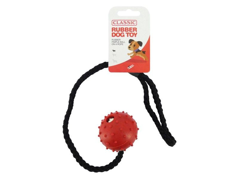 RUBBER PIMPLE BALL ON A ROPE 5CM 2"