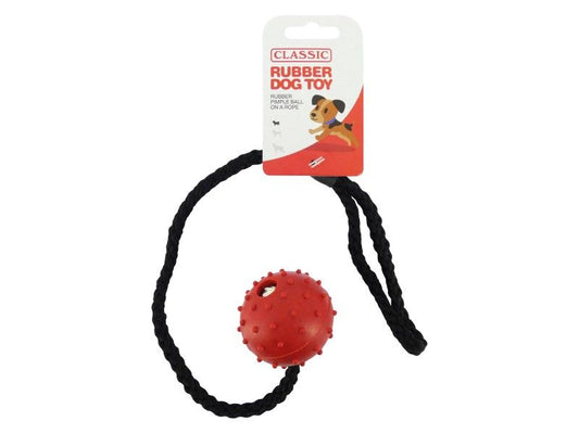 RUBBER PIMPLE BALL ON A ROPE 5CM 2"