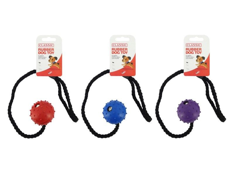 RUBBER PIMPLE BALL ON A ROPE 5CM 2"