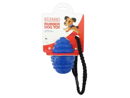 RUBBER OVAL BALL ON A ROPE 10CM 4"