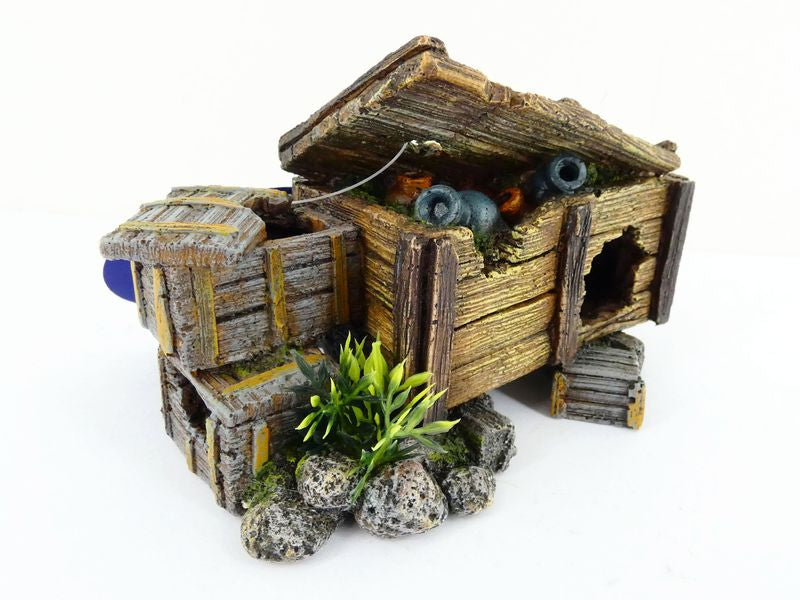 WOODEN CRATE WITH PLANTS 167MM