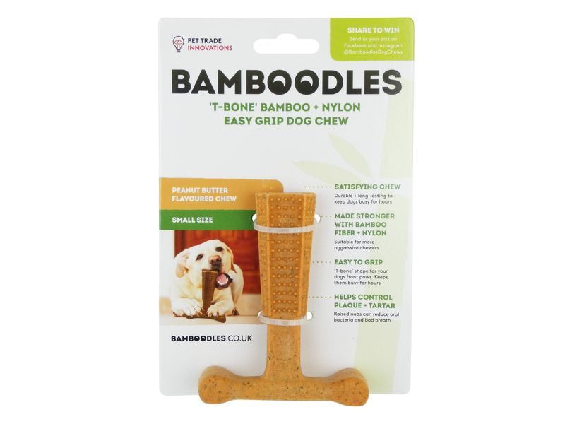 Bamboodles T-Bone Chew Small Peanutbutter 4"
