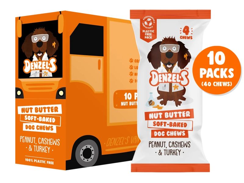 DENZELS NUT BUTTER DOG CHEW DISP 10PK