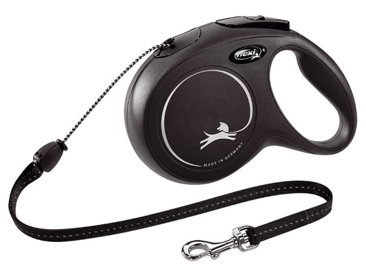 Flexi classic cord black med 8m