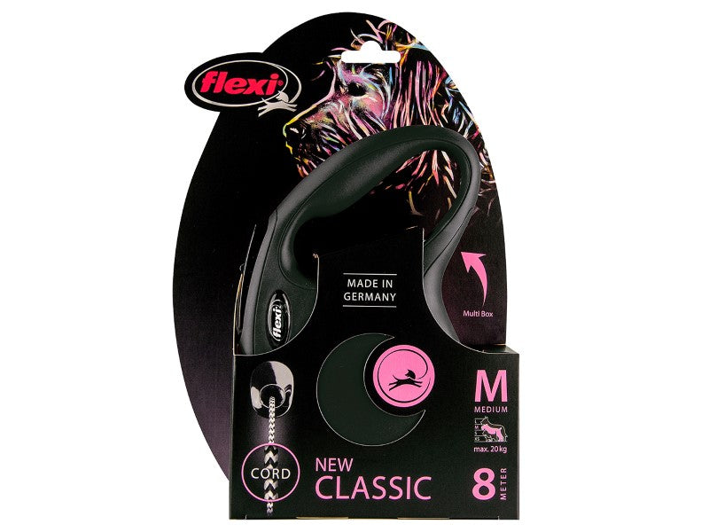 Flexi classic cord black med 8m