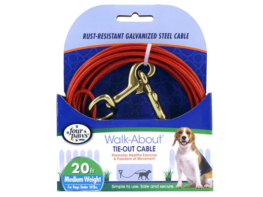 Tie out cable 20ft red