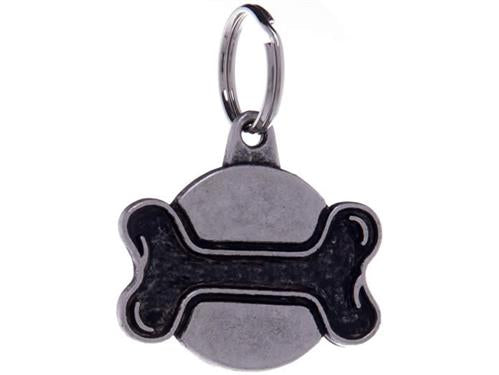 ID Tag Bone Large Metal Black