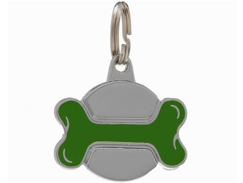 ID Tag Bone Large Metal Green