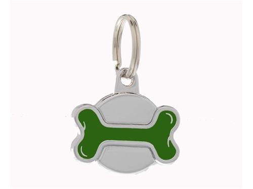 ID Tag Bone Small Metal Green
