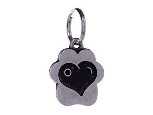 ID Tag Heart Small Metal Black