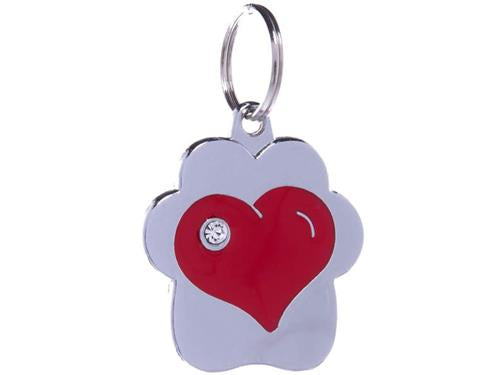 ID Tag Heart Large Metal Red