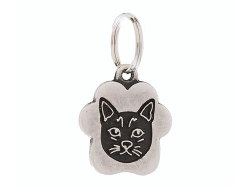 ID Tag Cat Face Small Metal Black