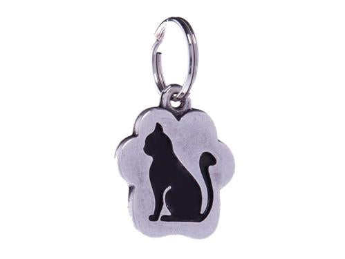 ID Tag Cat Sit Small Metal Black