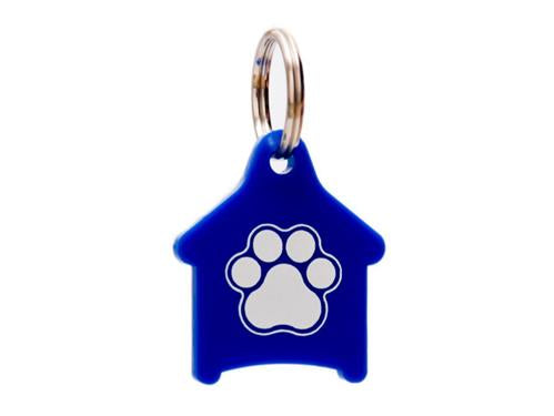 ID Tag House Paw Small Plastic Blue