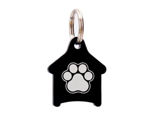 ID Tag House Paw Small Plastic Black