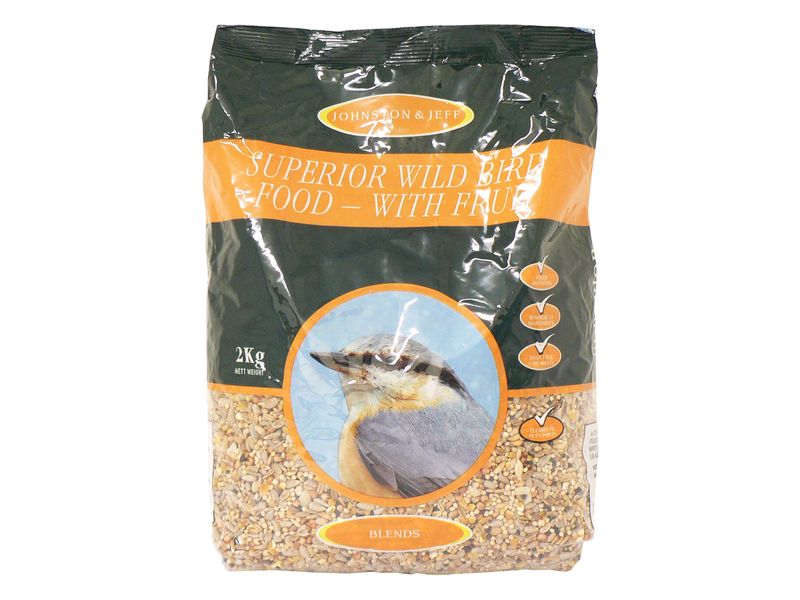 J&J Wild Bird Seed & Fruit No Mess 2kg