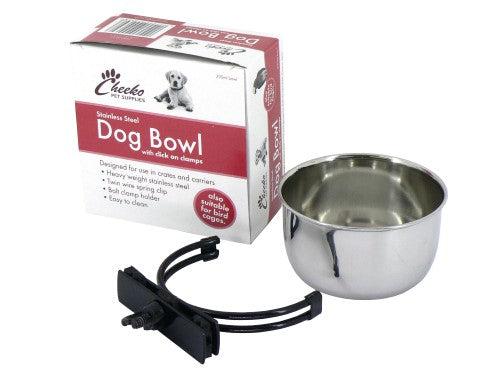 Cheeko Dog Bowl with Clamps 290ml