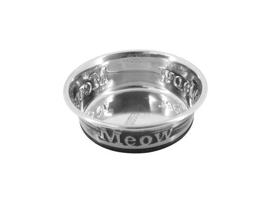 EMBOSSED S/STEEL CAT BOWL 250ML 11CM