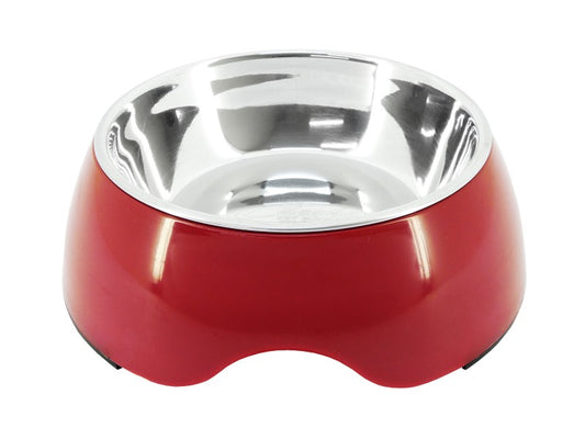 2in1 Dog Bowl Stainless Steel & Red 950ml 18cm