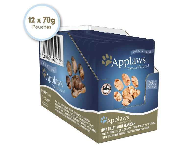APPLAWS POUCH TUNA & SEABREAM 70G 12PK