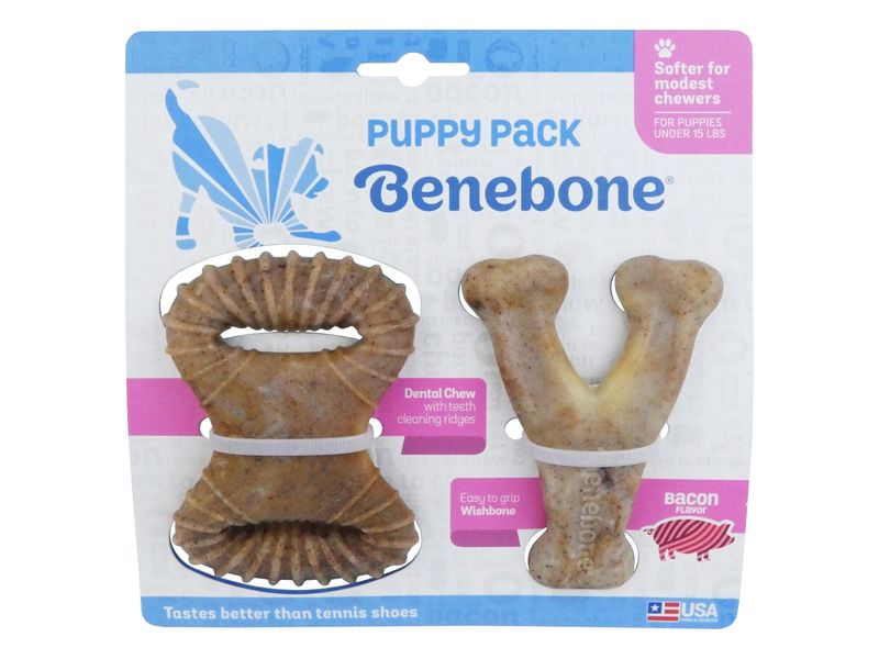 BENEBONE PUP 2PK CHEW/WISHBONE BACONTINY