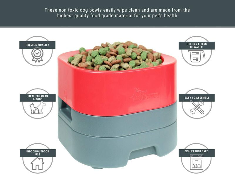PET WEIGHTER RED/GREY BOWL LARGE 2LT