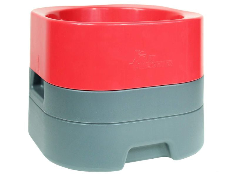 PET WEIGHTER RED/GREY BOWL LARGE 2LT