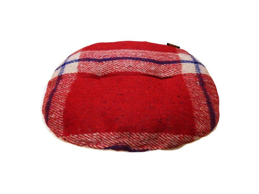 Red Tartan Wool & Sherpa Cushion 40cm