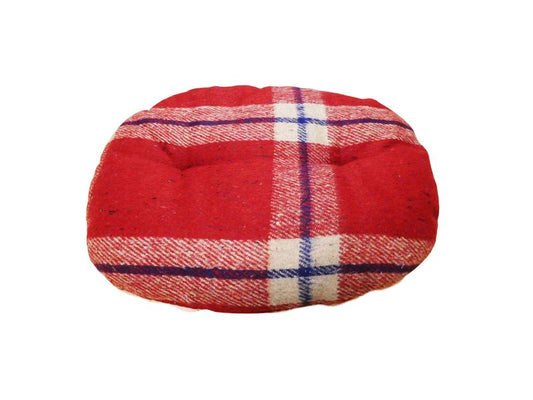 Red Tartan Wool & Sherpa Cushion 50cm