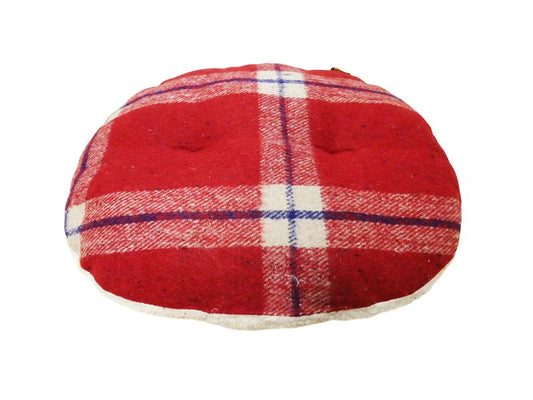 Red Tartan Wool & Sherpa Cushion 60cm