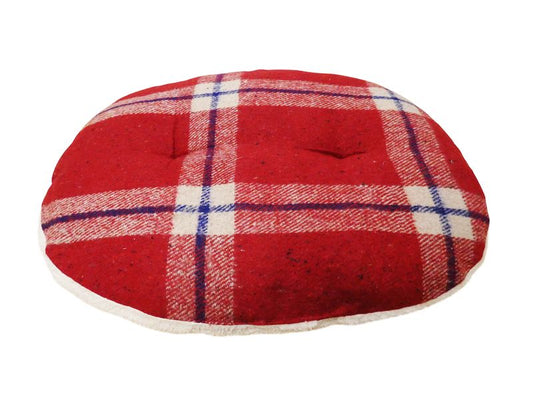 Red Tartan Wool & Sherpa Cushion 70cm