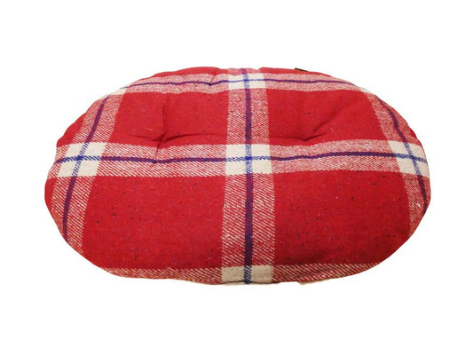 Red Tartan Wool & Sherpa Cushion 80cm