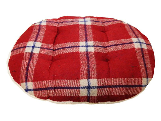 Red Tartan Wool & Sherpa Cushion 90cm