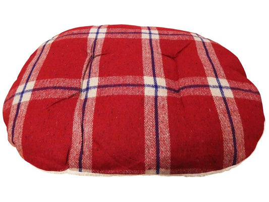 Red Tartan Wool & Sherpa Cushion 100cm
