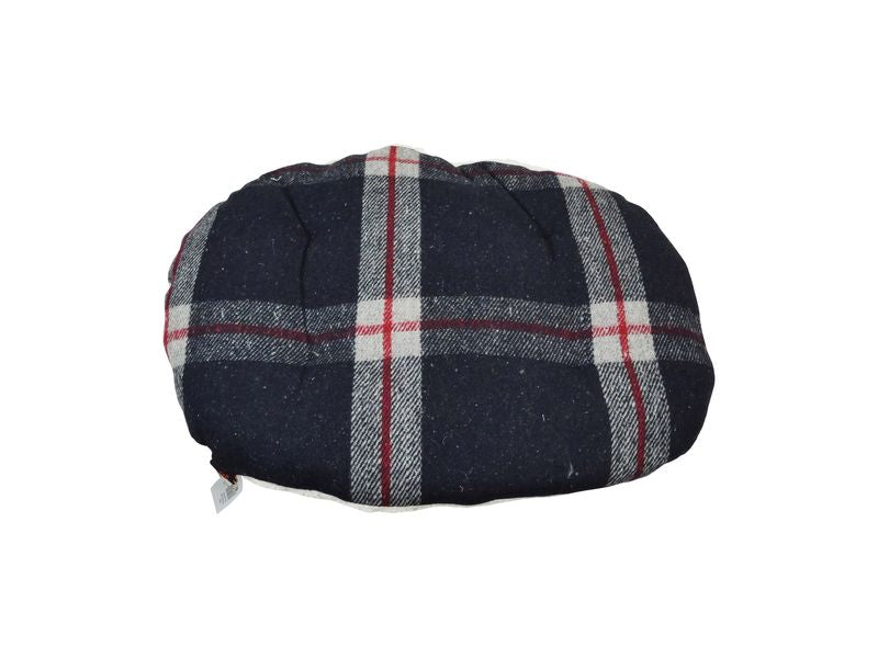 Black Tartan Wool & Sherpa Cushion 50cm
