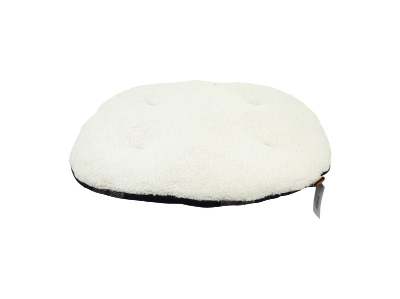 Black Tartan Wool & Sherpa Cushion 50cm