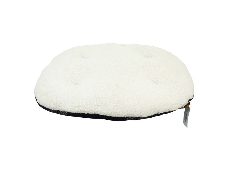 Black Tartan Wool & Sherpa Cushion 60cm