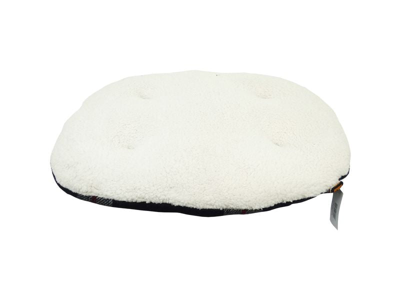 Black Tartan Wool & Sherpa Cushion 70cm