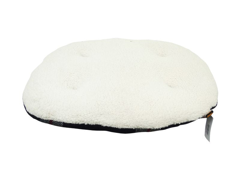 Black Tartan Wool & Sherpa Cushion 80cm