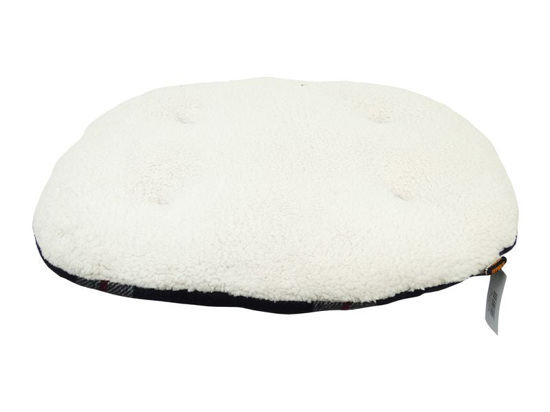 Black Tartan Wool & Sherpa Cushion 90cm
