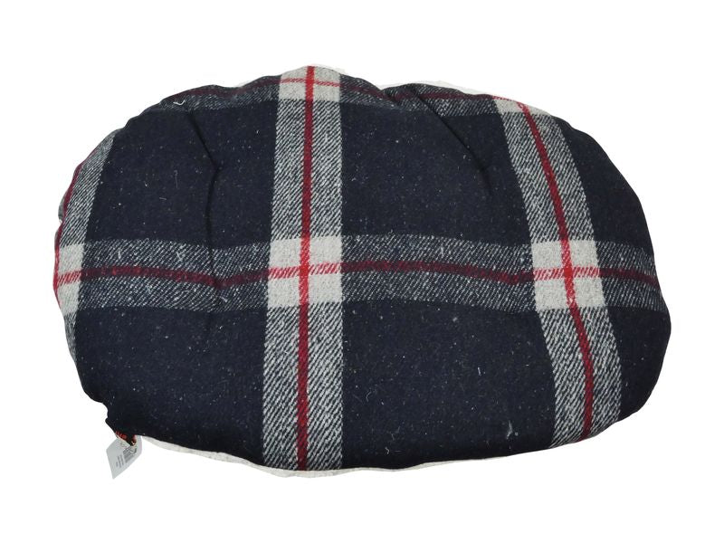 Black Tartan Wool & Sherpa Cushion 90cm